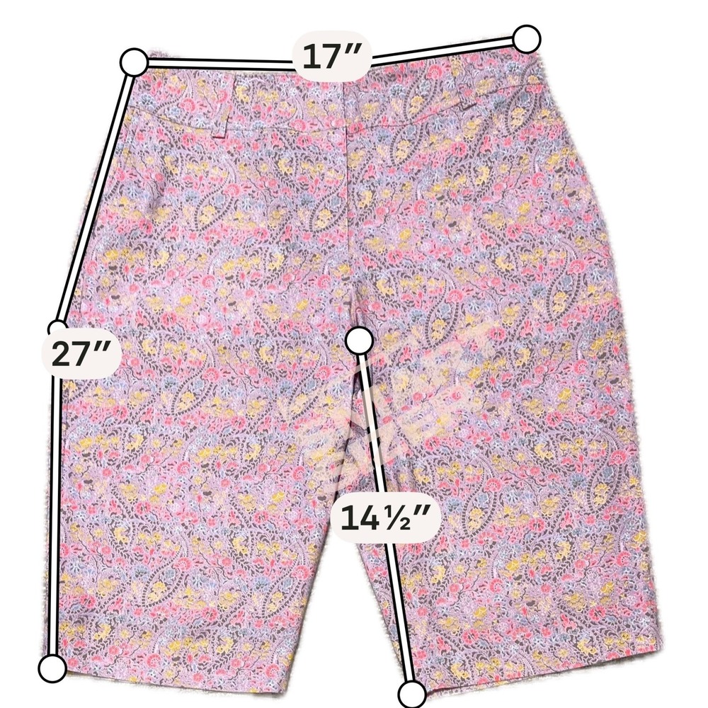 Nike Golf Womens Paisley Floral Fit Dry Shorts Purple Pink Size 12 Performance - Picture 6 of 7